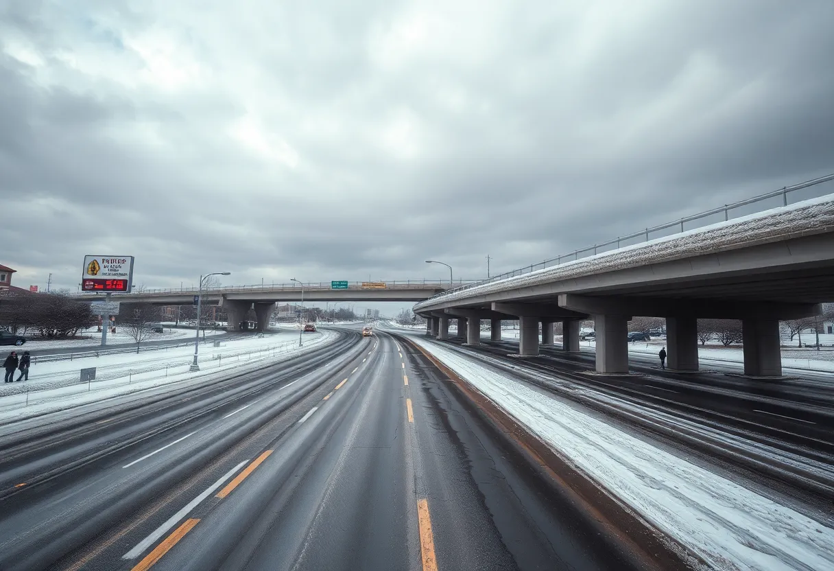 Winter weather in Fort Worth with icy roads
