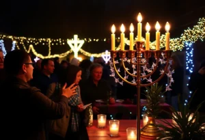 Community gathering during Hanukkah celebrations in North Texas.