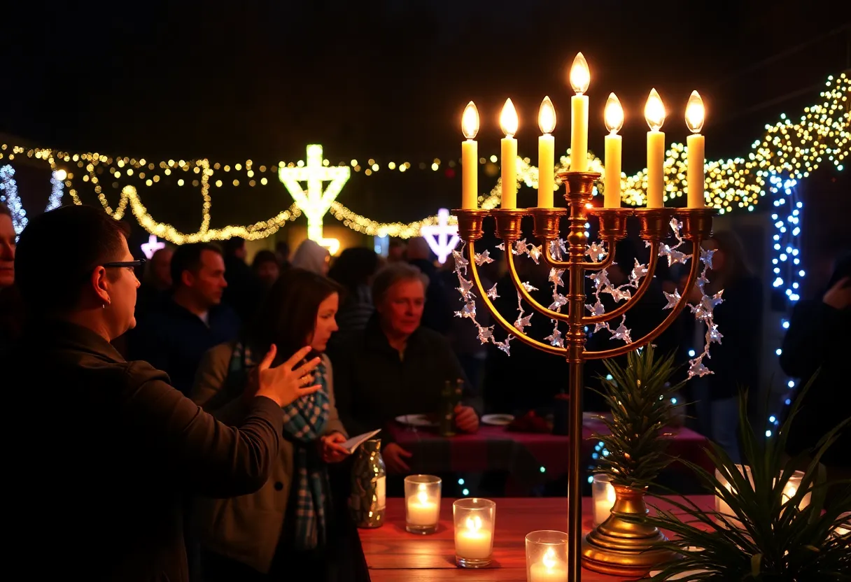 Community gathering during Hanukkah celebrations in North Texas.
