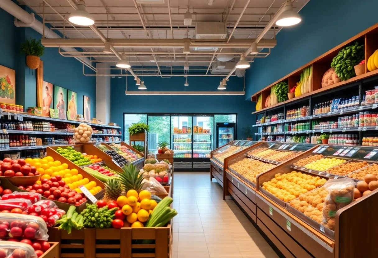 Interior view of H-E-B Joe V's Smart Shop with fresh produce and bakery items