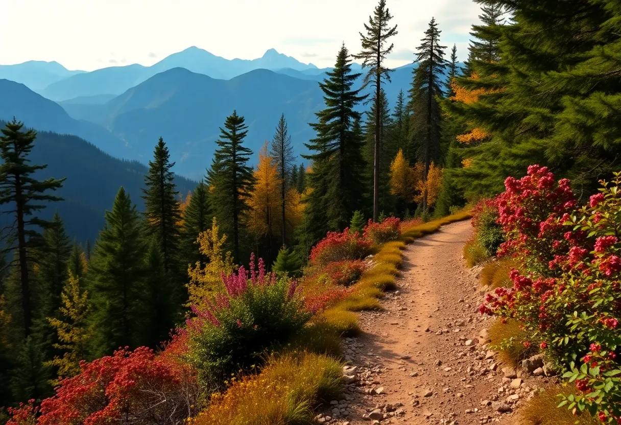 Scenic hiking trail in a wooded area