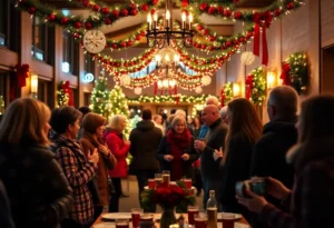 Guests enjoying a festive atmosphere at the American Red Cross Holiday Party