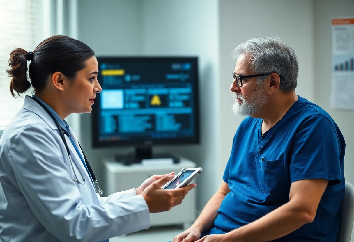 A healthcare provider and a patient discussing pre-authorization for Medicare services.