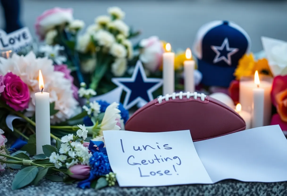 A memorial setup for Marshawn Kneeland