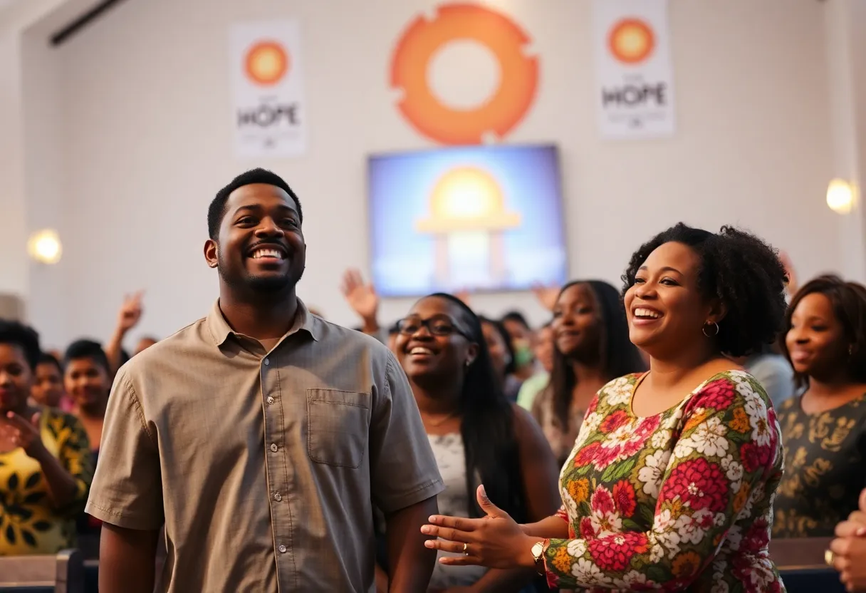 Celebration of Pastor Tony Evans' return to ministry at a church service