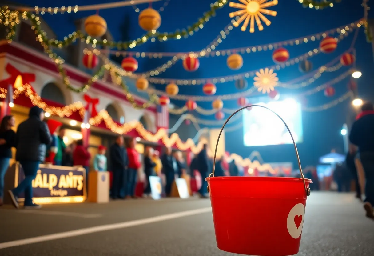 Post Malone performing during Salvation Army Red Kettle Campaign launch at Dallas Cowboys game.