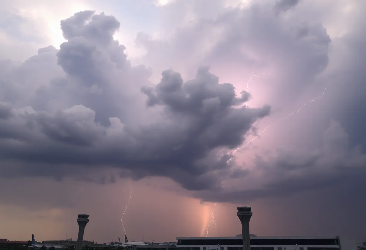 Severe thunderstorms over Dallas Airport