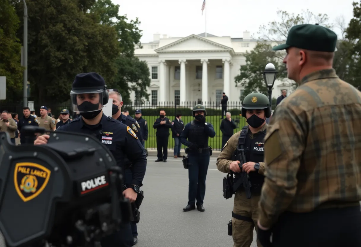 Emergency responders at the scene of a shooting near the White House.