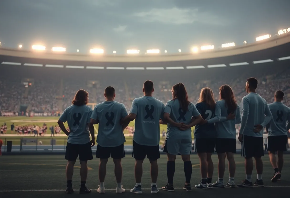 Sports players supporting mental health awareness