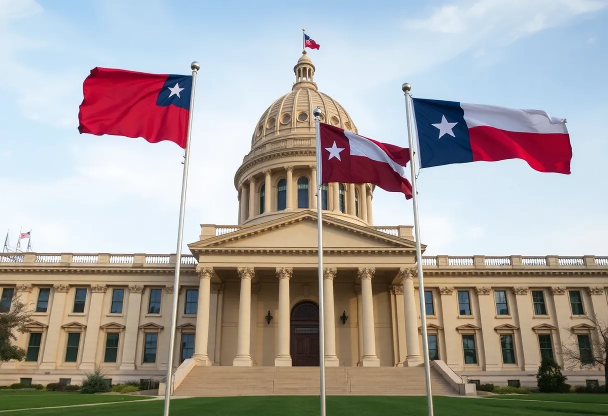 Texas Capitol building with flags, representing new legislation