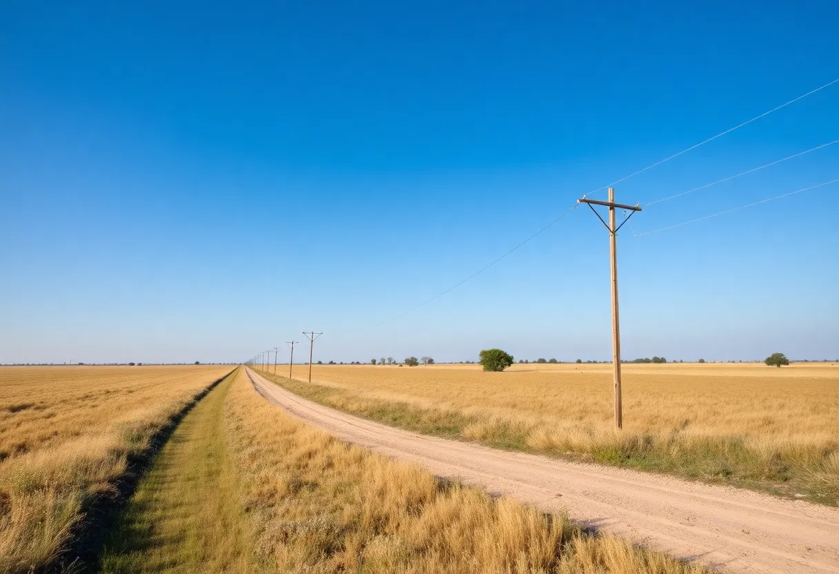 Installation of fiber optic lines in Texas rural landscape