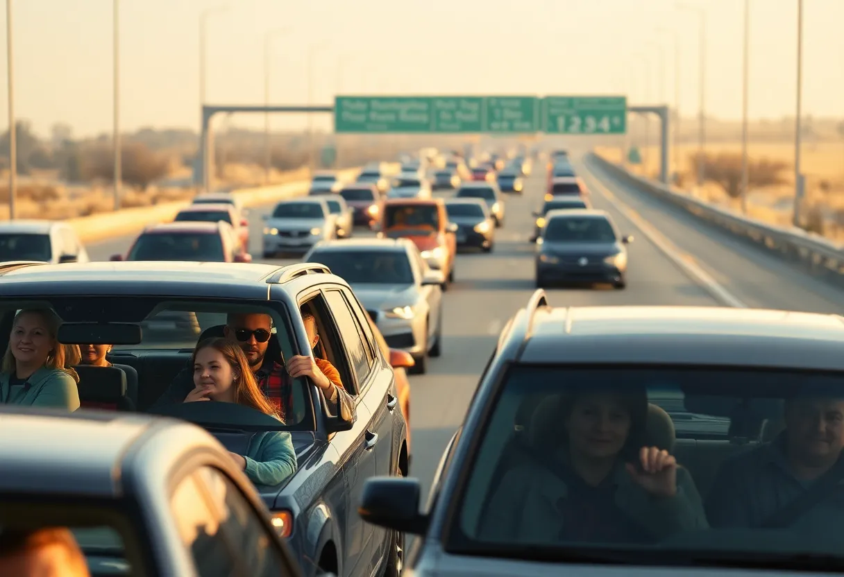 Highway in Texas busy with Thanksgiving travelers