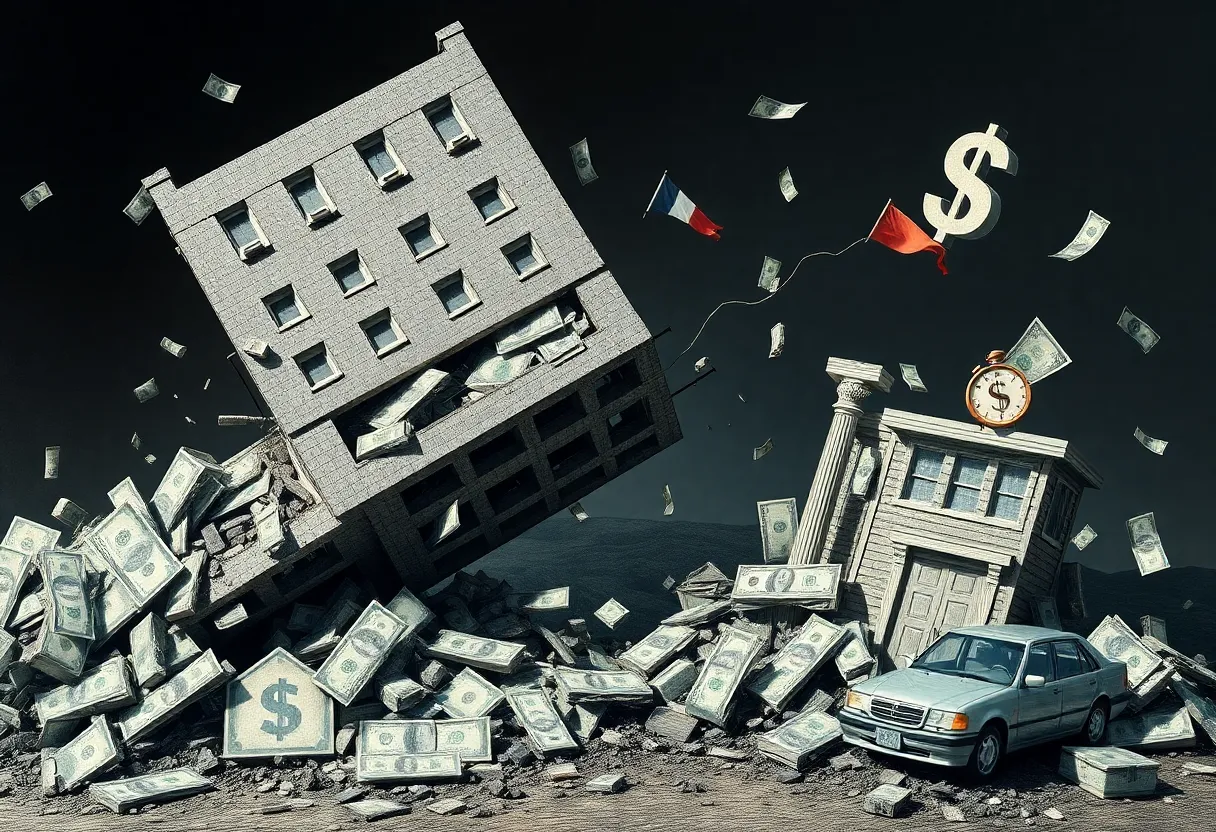 Visual representation of financial collapse in the auto lending market.