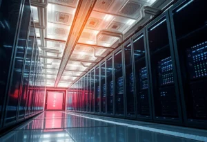 Futuristic data center with innovative cooling solutions