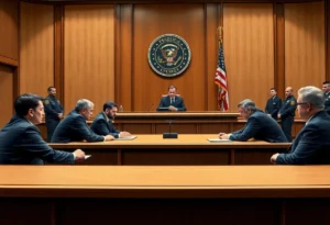 Federal courtroom during the trial of defendants in the Alvarado ICE facility attack