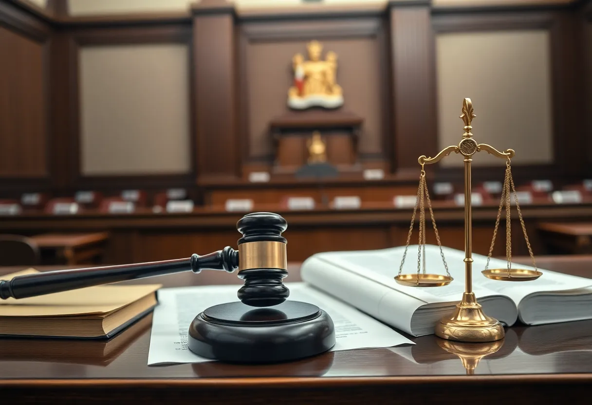 Courtroom representing the Amber Givens trial postponement.