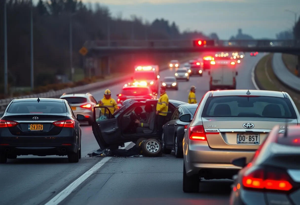 Emergency response at a car accident scene