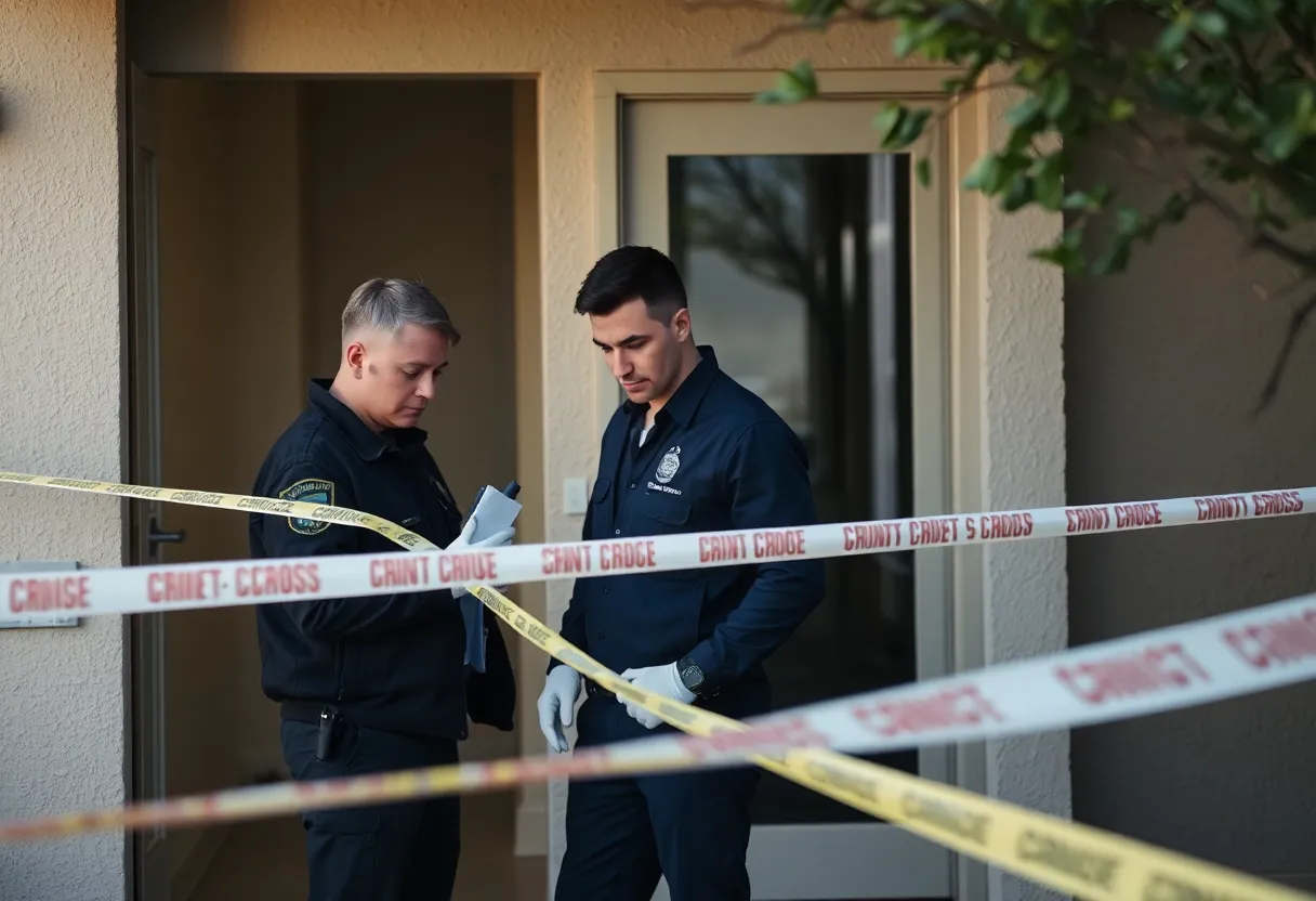 Police detectives investigating a murder scene in Arlington, Texas