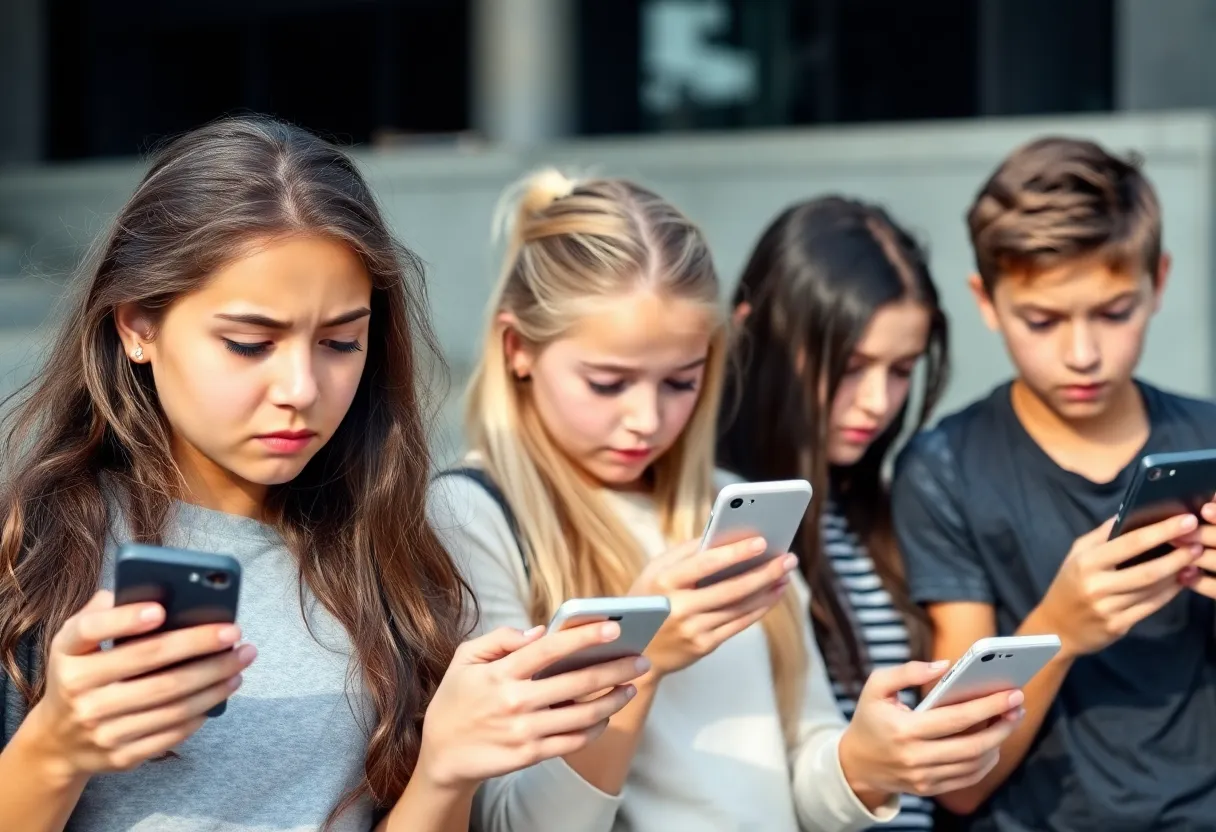 Teenagers expressing frustration over social media ban