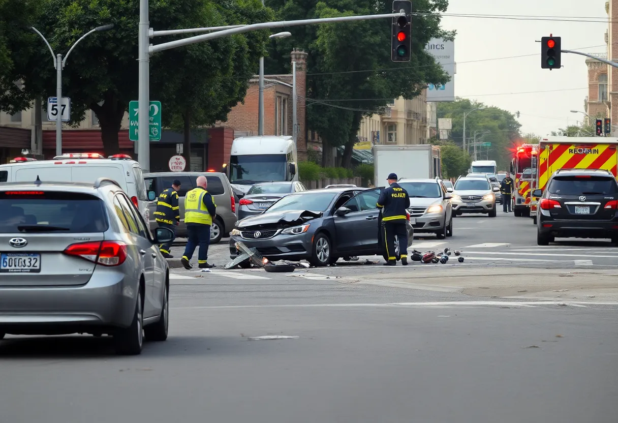 Emergency responders at an auto crash site in Dallas