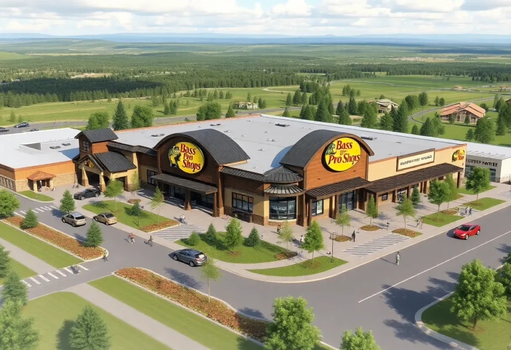 Rendering of the Bass Pro Shops Outdoor World store in the Rainy Creek development