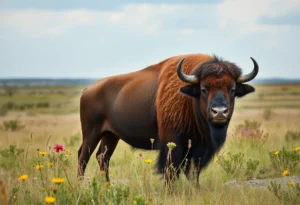 Bison in a Texas landscape, symbolizing the wildlife tragedy.