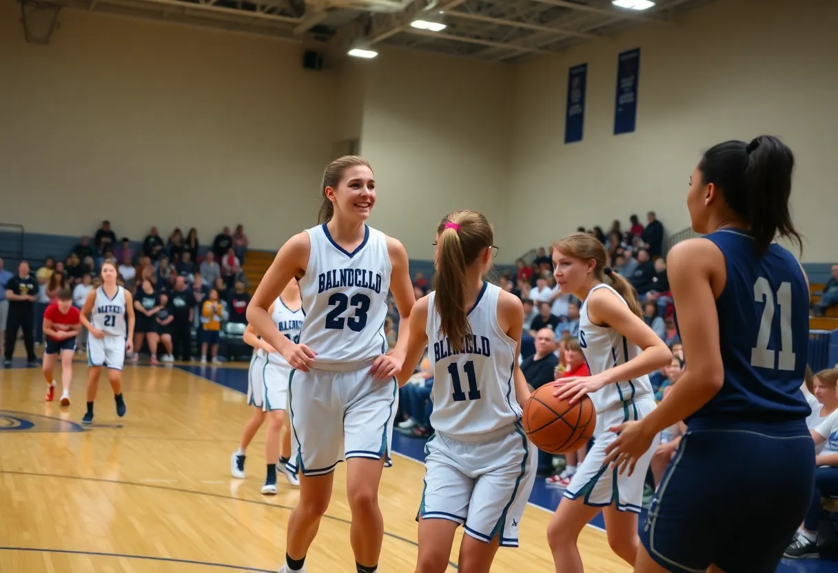 Blinn College women's basketball players competing in a game.