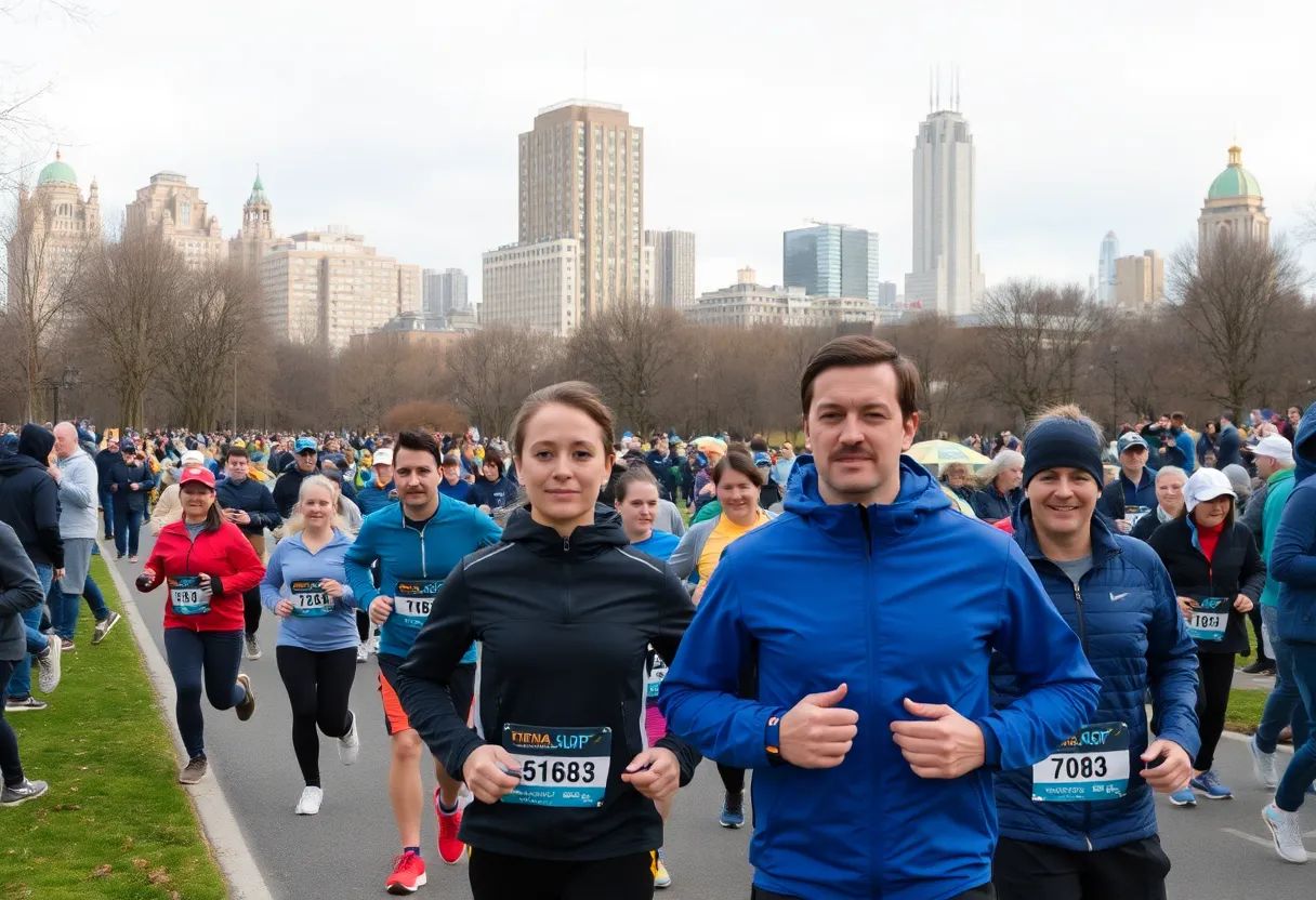 Participants running in the BMW Dallas Marathon amidst cooler weather