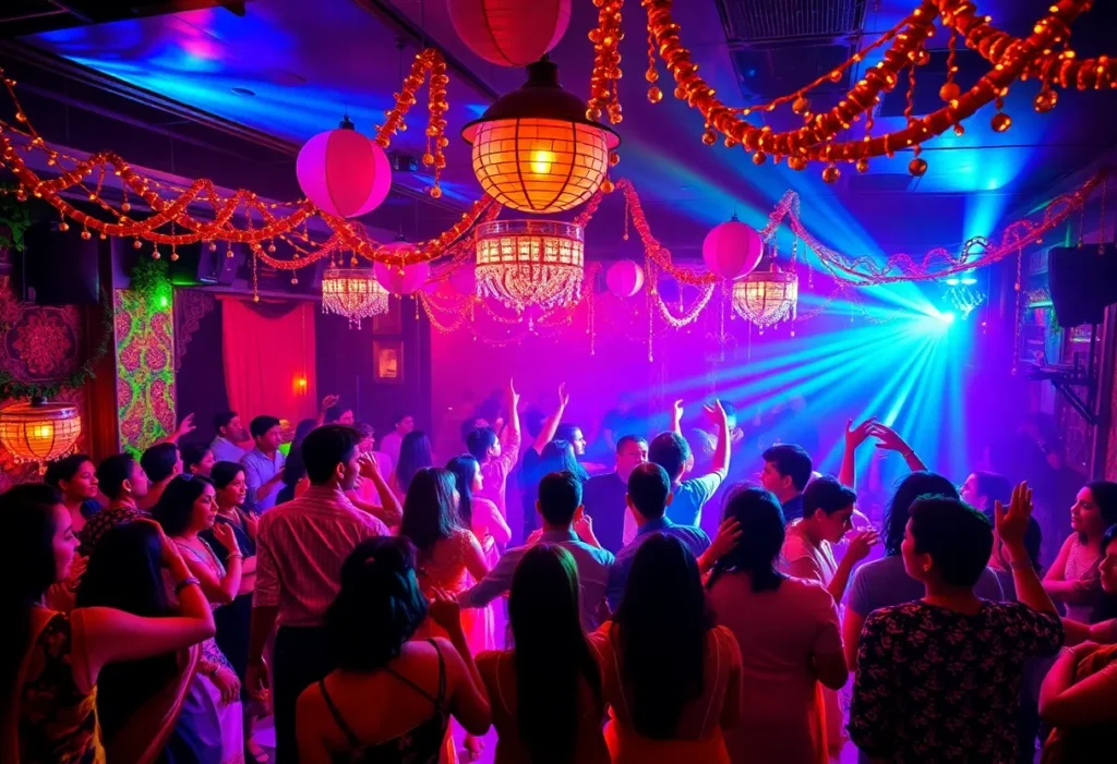 Crowd enjoying a Bollywood dance party at Nirvana Lounge