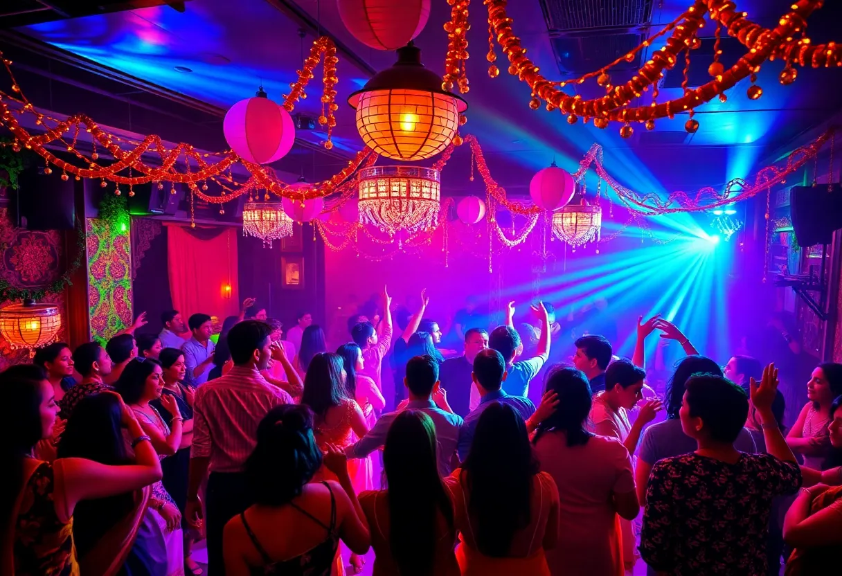 Crowd enjoying a Bollywood dance party at Nirvana Lounge