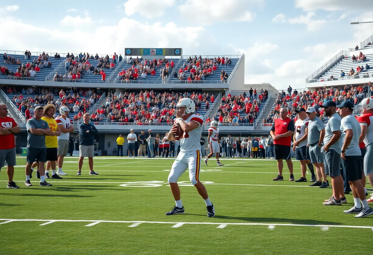 Quarterback training session for Cleveland Browns team