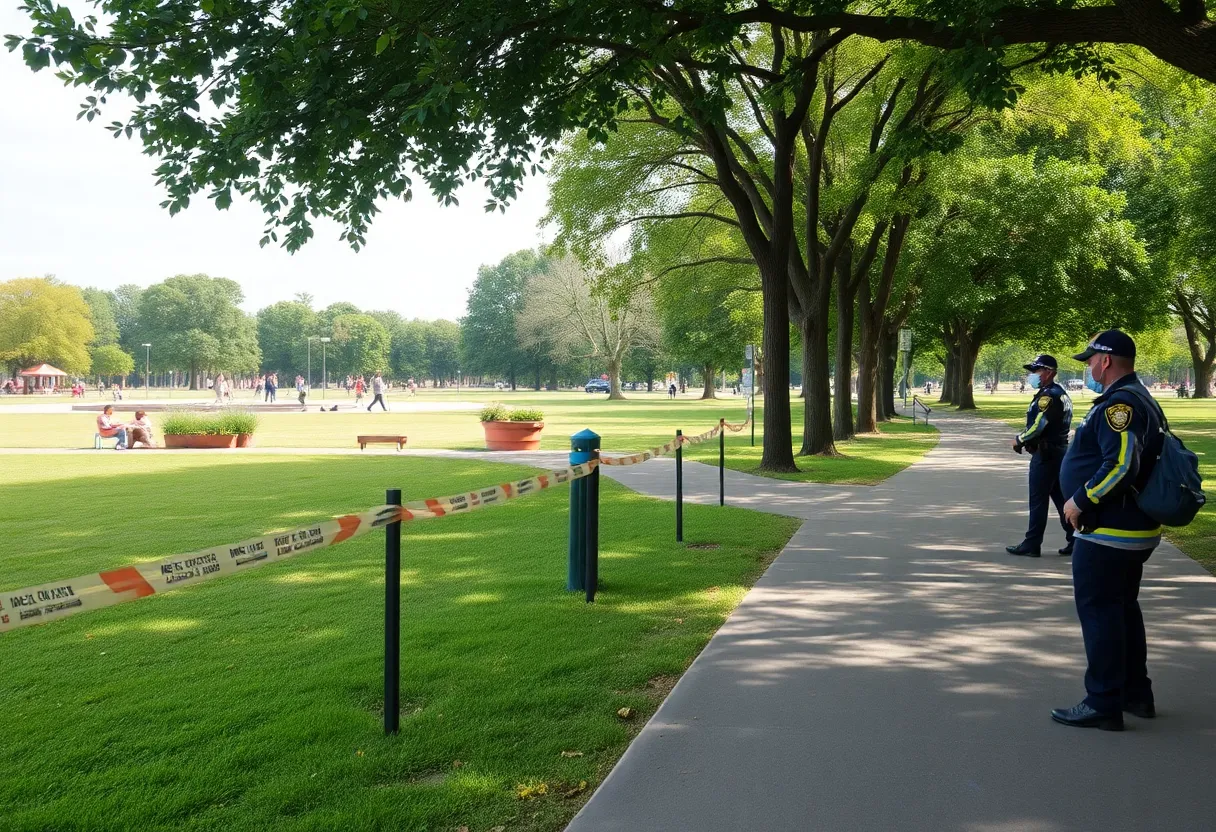 Police at Bailey Lake Park after a shooting incident