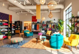 Interior of Caitlin Wilson Design studio with colorful decor