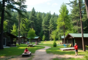 Camp Mystic cabins and outdoor activities surrounded by nature