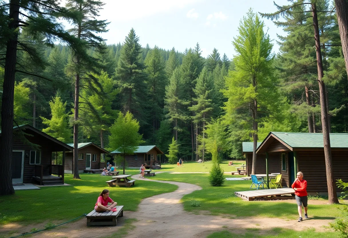 Camp Mystic cabins and outdoor activities surrounded by nature
