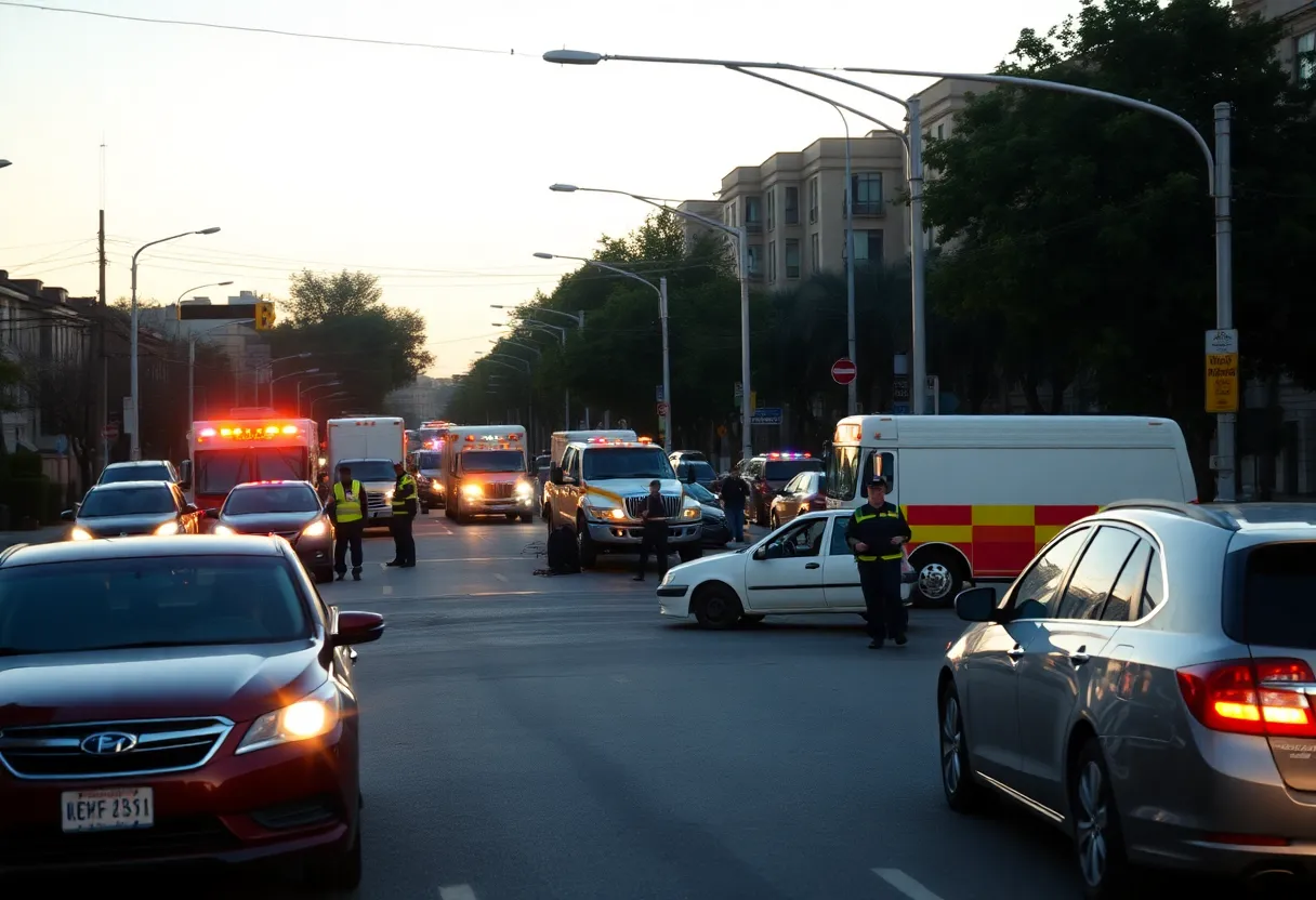 Emergency responders at the scene of an accident in Cedar Crest