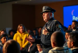 Celina Police Chief speaking at community event
