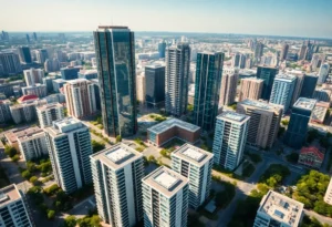 Architectural rendering of the Cityplace Tower redevelopment in Dallas