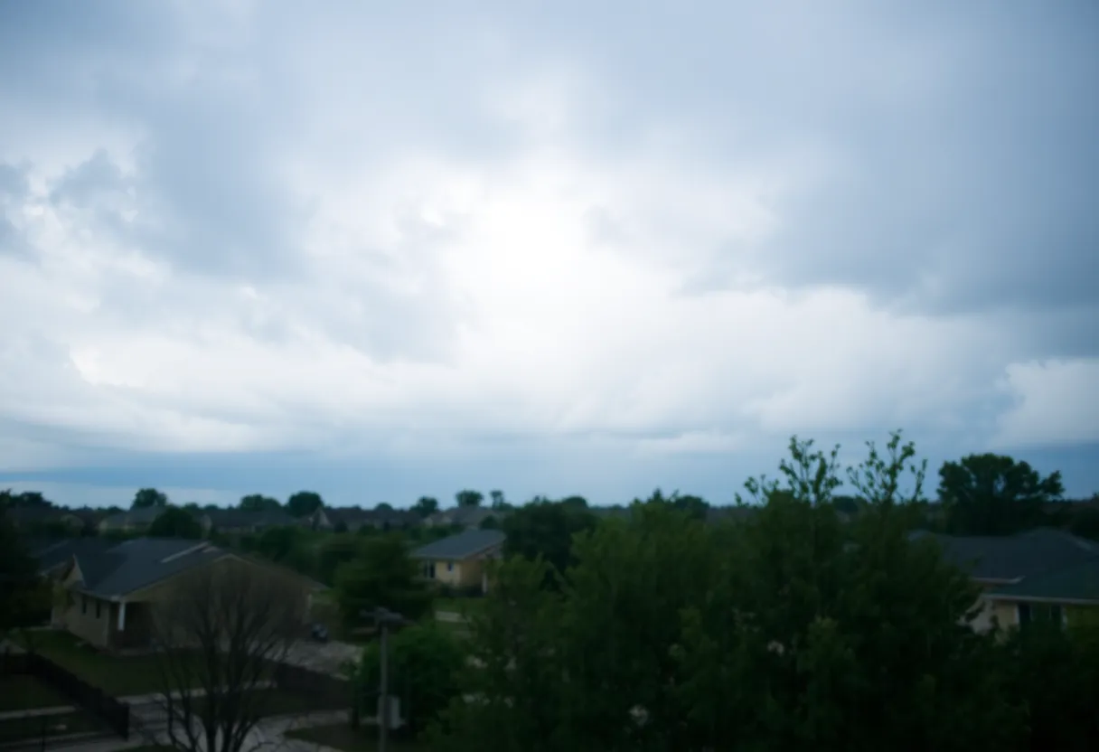 Cold front weather in North Texas with drizzle and clouds
