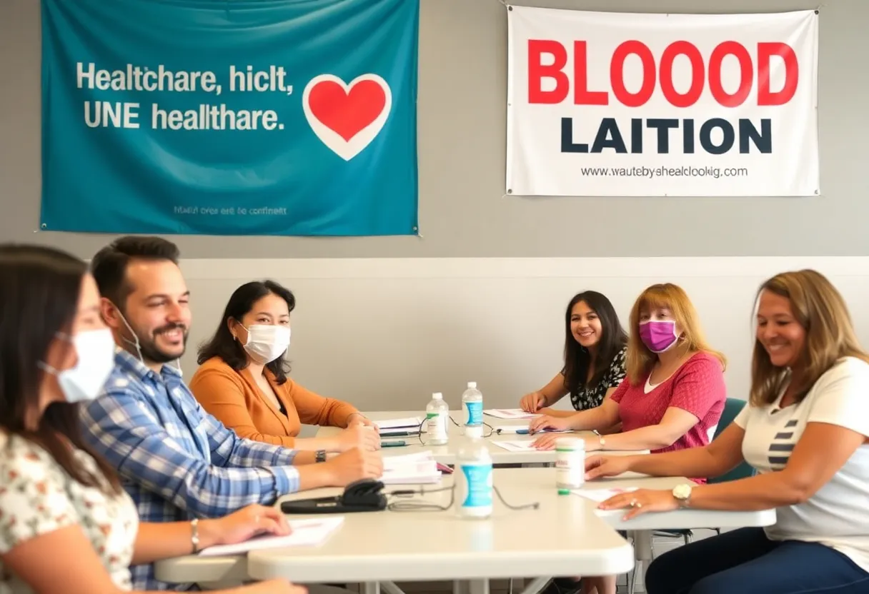 Community members donating blood in Dallas