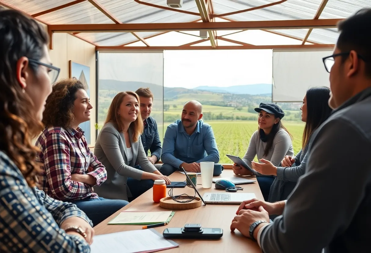 Community members engaging in discussion about local issues.