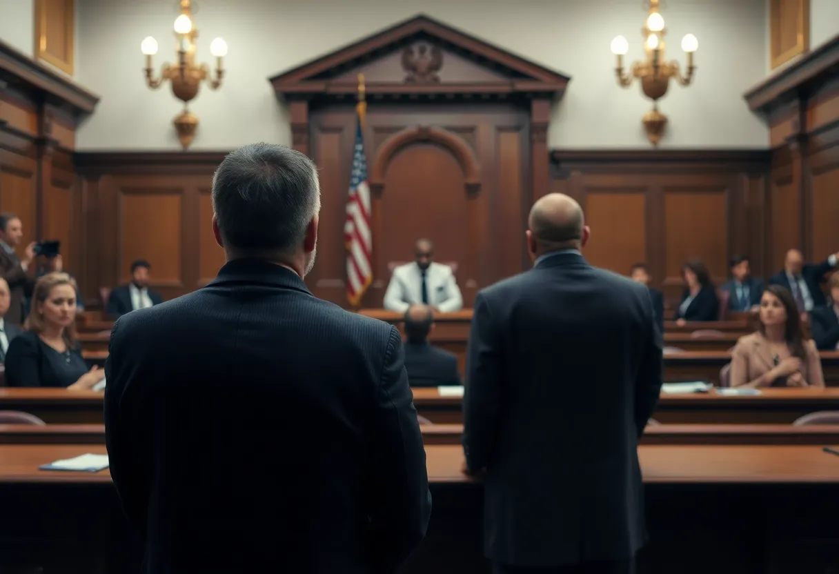 A courtroom scene illustrating the tension of a capital punishment case