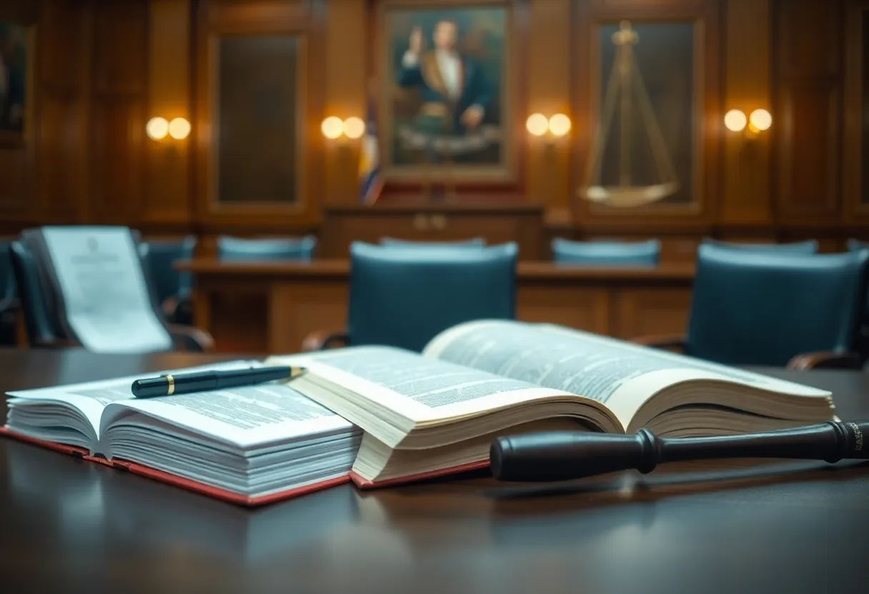 Courtroom with legal books representing Ken Paxton's divorce records case