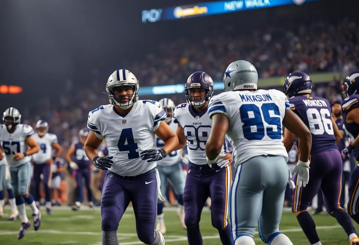 Action from the game between the Dallas Cowboys and Minnesota Vikings