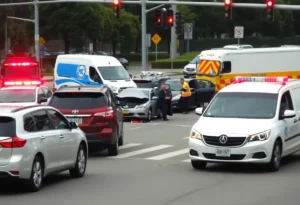 Emergency responders at the scene of a multi-vehicle accident in North Dallas.