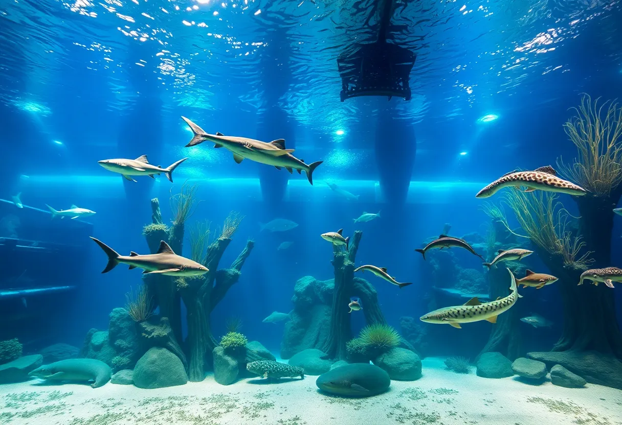 Marine animals including nurse sharks and moray eels at Children's Aquarium Dallas