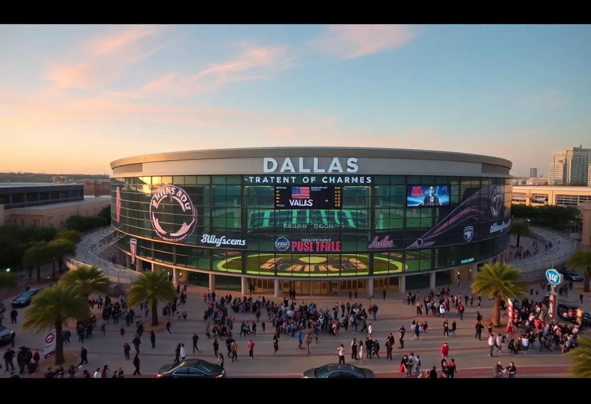 Busy American Airlines Center in Dallas hosting sports events