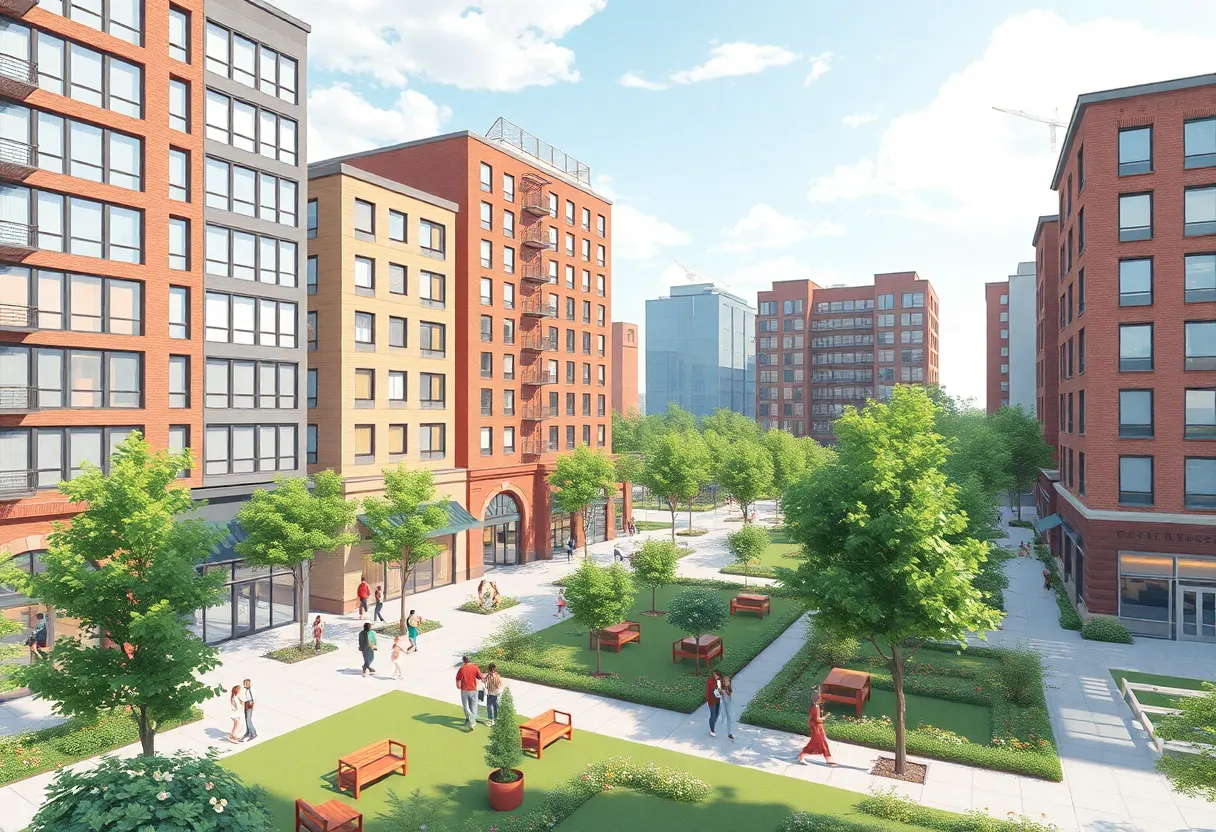 Concept art of urban development for Dallas City Hall area.