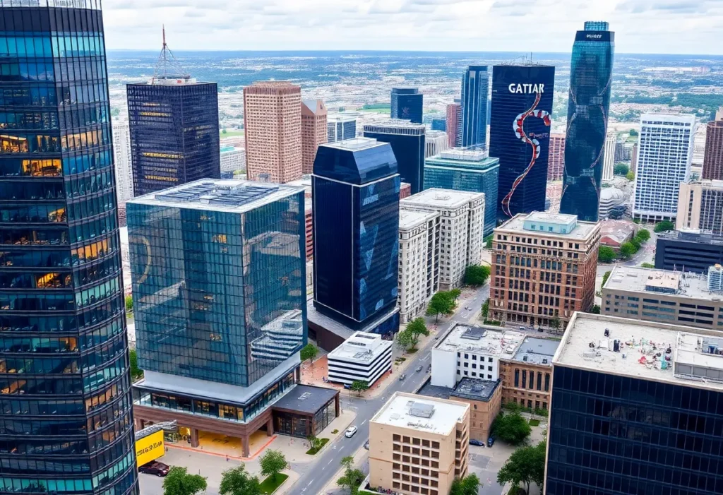 A cityscape of Dallas representing business innovation and community engagement.