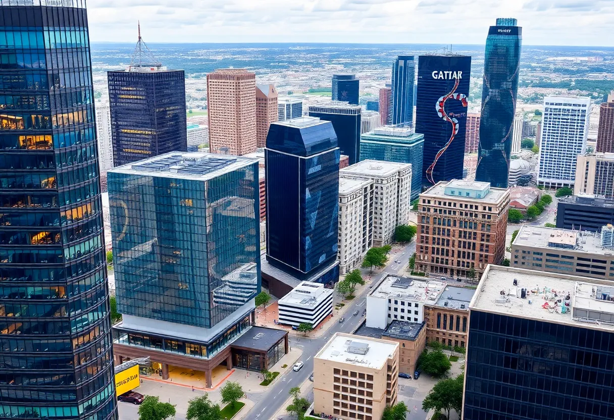 A cityscape of Dallas representing business innovation and community engagement.